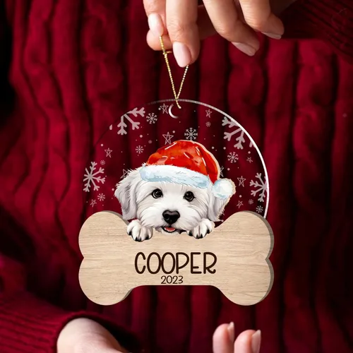 Miniatura 47 de Nazenti American Pit Bull Terrier Adorno de Navidad, adorno de perro fotográfico, adorno de perro personalizado, adornos de fotos de madera