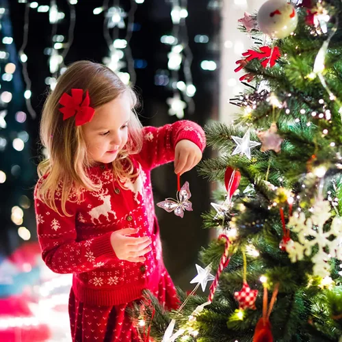 Miniatura 4 de WaaHome Adornos de Navidad de mariposa rosa 2025 – Hermoso adorno de recuerdo de mariposa monarca de metal para decoración de árbol de Navidad