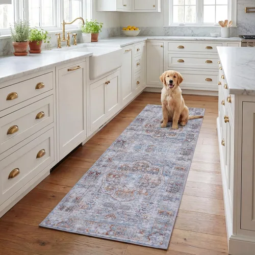 SAFAVIEH Tucson Collection - Alfombra lavable de 2 pies 6 x 8 pies, color beige y resistente al óxido, antideslizante, ideal para zonas de alto