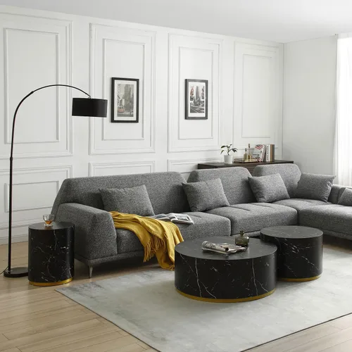 Miniatura 6 de KEVINSPACE Mesa auxiliar redonda pequeña para sala de estar, mesa auxiliar circular de madera, mesita de noche para apartamento, dormitorio, Ø 23.4