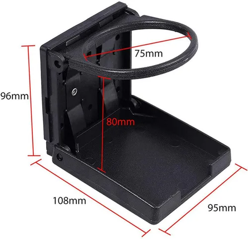 Miniatura 3 de 2 soportes plegables ajustables para bebidas con tornillos y cintas, portavasos plegables para automóvil, camión, barco, furgoneta (negro)