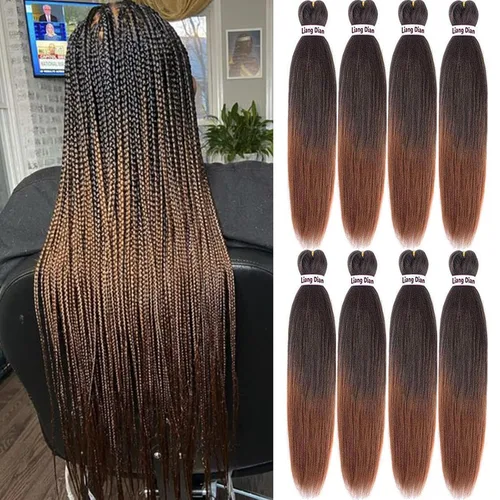 Miniatura 11 de Liang Dian Cabello para hacer trenzas, Cabello estirado para hacer trenzas, 12 pulgadas, 8 paquetes, color ombre púrpura, para sellar en agua