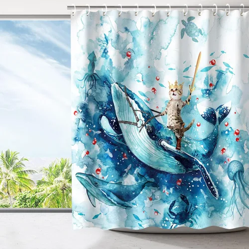 Miniatura 24 de RosieLily Cortinas de ducha para niños, 72 pulgadas de ancho x 72 pulgadas de alto, cortinas de ducha extra largas con ganchos, palabras divertidas