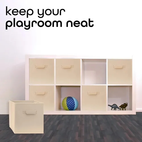 Miniatura 3 de Contenedores de almacenamiento de cubo de 13 pulgadas, paquete de 2 unidades, grandes, con asas dobles, plegables, contenedores de tela de 13 x 13