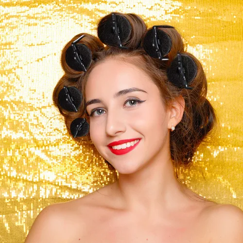 Miniatura 7 de 40 piezas de rodillos de pelo de esponja, rodillos satinados, rodillos de espuma de seda para mujeres con clips de dientes de pato para peinado