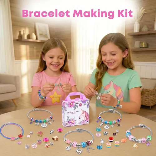 Miniatura 10 de COO&KOO Kit de fabricación de pulseras con dijes, un juguete de unicornio para niñas que inspira creatividad e imaginación, manualidades para niñas