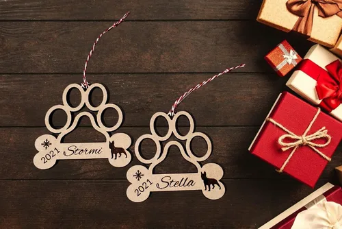 Miniatura 5 de Personalized Paw Print Dog Ornament — Custom Dog Bone Holiday Keepsake with Name, Year & Silhouette — Christmas Tree Decoration for Pet Lovers