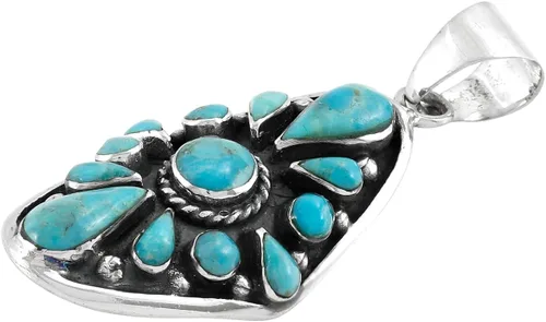 Miniatura 3 de Turquoise Necklace 925 Sterling Silver Pendant & 18" Chain