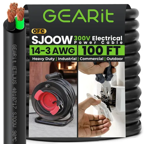Miniatura 10 de GEARit Cable de alimentación portátil 10/3 10 AWG (100 pies - 3 conductores) SJOOW 300V calibre 10 cable eléctrico para derivaciones de motor, luces