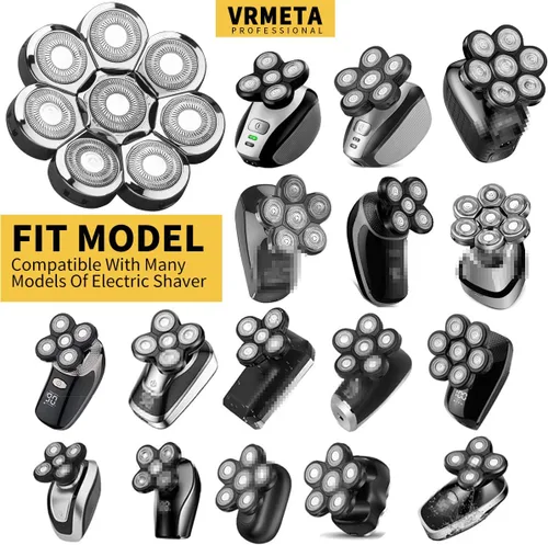 Miniatura 3 de Cabezal de repuesto para afeitadora flotante de acero inoxidable 8D, cabezales de repuesto para afeitadora eléctrica para hombre (8 cabezales