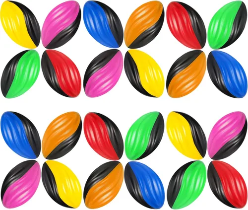 Jerify Paquete de 24 balones de fútbol de espuma de 4.72 pulgadas a granel, mini juguetes de fútbol en espiral de fácil agarre, impermeables,