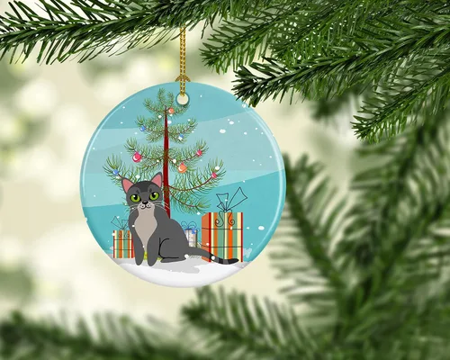 Miniatura 2 de Caroline's Treasures Árbol de Navidad de gato asiático, adorno de cerámica para colgar en el árbol de Navidad, decoración para el hogar, Navidad