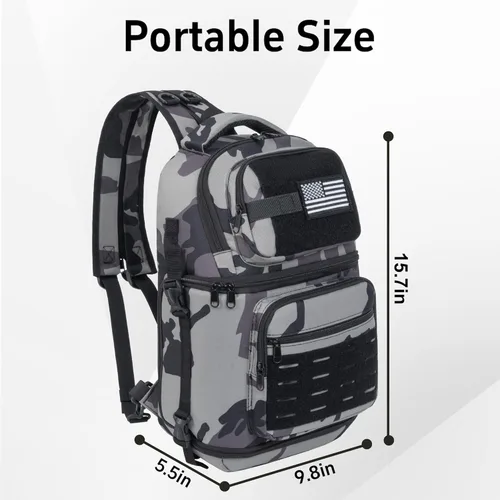 Miniatura 6 de Bolsa bandolera para cámara, bolsa para cámara DSLR/SLR/sin espejo con soporte para trípode y divisores extraíbles, pequeña bandolera táctica, gris