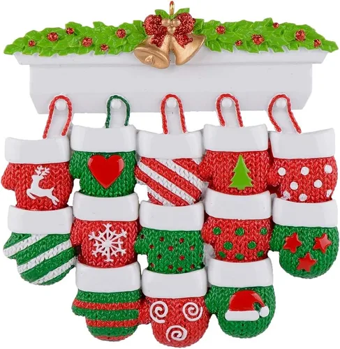 Miniatura 10 de MAXORA Adorno personalizado para árbol de Navidad de familia de 10 manoplas 2023, tradición familiar, recuerdo de Navidad, colección de regalo