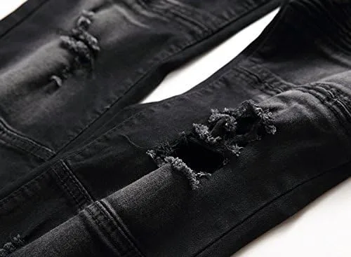 Miniatura 7 de Liuhond Skinny Slim Fashion - Jeans elásticos de motociclista de Hip Hop con agujeros rectos rasgados.