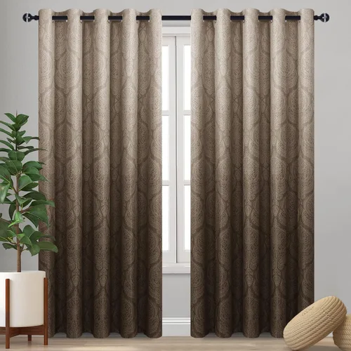 Miniatura 36 de DWCN - Cortinas blackout para dormitorio, diseño de damasco con aislamiento térmico y ojales, para sala de estar, juego de 2 paneles de cortina Gris
