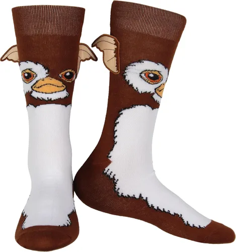 Bioworld Gremlins Gizmo - Calcetines elásticos con orejas 3D para adultos, diseño de personajes grandes, para hombres y mujeres, 1 par, Marrón