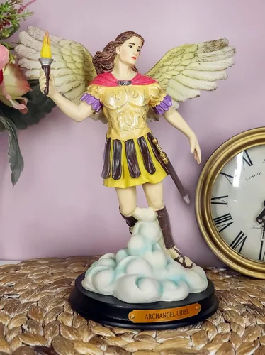 Miniatura 7 de Ebros Iglesia Católica Ortodoxa Ortodoxa Oriental Bizantina Arcángel del Consejo Angélico San Uriel sosteniendo la antorcha Estatua de fuego de Dios