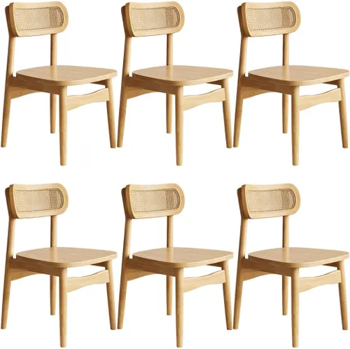 Miniatura 13 de YVYKFZD Solid Wood Dining Chairs Set, Armless Kitchen Chairs, Dining Room Chair with Rattan Backrest, Comfy Side Chair, for Living Room, Bedroom