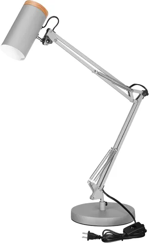 Miniatura 9 de TORCHSTAR Lámpara de escritorio alta con brazo oscilante con acento de madera, tamaño grande ajustable altura máxima de 31 pulgadas, lámpara
