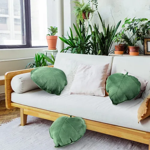 Miniatura 5 de Yookeer 2 piezas de almohadas en forma de hoja 3D con hojas de planta decorativas para sofá, sala de estar, dormitorio, sofá, decoración del hogar