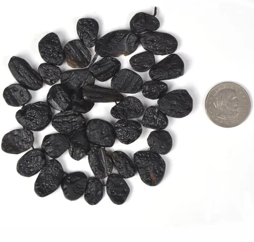 Miniatura 3 de Natural Tektite Slice Chips Rock DIY Joyería Hacer Cuentas 16 Pulgadas