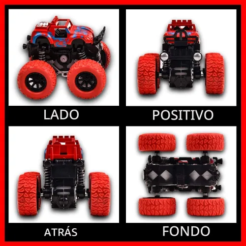 Miniatura 4 de Monster Trucks para niños, paquete de 4 vehículos de tracción para niños pequeños, rotación de 360°, 4 ruedas, autos de fricción duraderos, juguetes