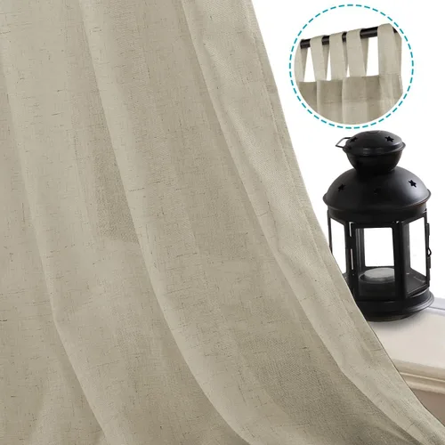 Miniatura 2 de H.VERSAILTEX Cortinas de lino natural con textura de lino, semitransparentes, filtrantes de luz, con trabillas superiores, paneles de tratamiento