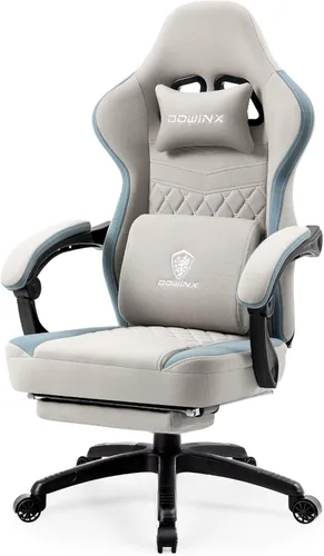 Miniatura 10 de Silla de juegos Dowinx con tela transpirable, silla de computadora con colchón de resorte de bolsillo, silla de oficina cómoda con almohadilla
