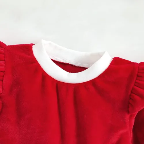 Miniatura 31 de Mameluco de Navidad para niñas recién nacidas, falda de malla de terciopelo rojo, traje de primera Navidad, regalo de Navidad