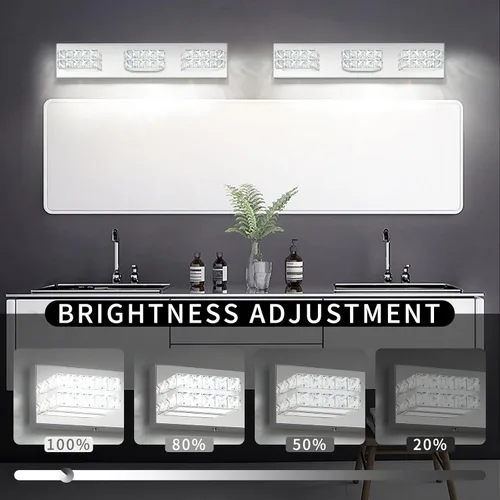 Miniatura 2 de OKELI Lámpara de tocador de cristal para baño, moderna lámpara LED de tocador para baño, lámpara frontal de espejo de cristal de 3 luces, 6000 K