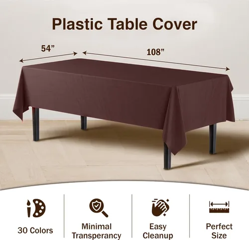 Miniatura 3 de Party Solids Mantel rectangular de plástico marrón, 54 x 108 pulgadas, paquete de 24