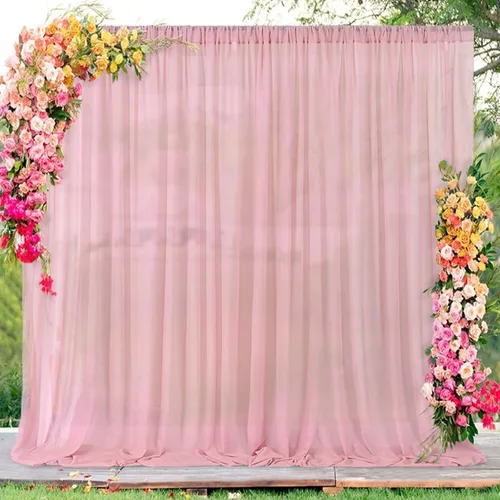 Miniatura 8 de Cortina de gasa de telón de fondo para boda de 9.8 pies por 10 pies, para decoración de escenario de fiesta o boda Blanco