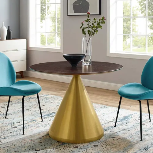 Miniatura 13 de Modway Tupelo - Mesa de comedor cuadrada de 28 pulgadas, color dorado y blanco