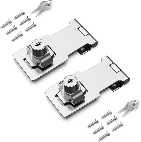 Miniatura 28 de Cerradura de cerrojo con llave de 2.5 pulgadas para armarios y puertas pequeñas, diseño de perilla giratoria, aleación de zinc resistente con hierro