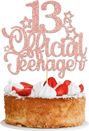 Miniatura 12 de Ephlyn 1 paquete de adorno para pastel de 13 años para adolescentes oficiales con purpurina, número 13, adorno de pastel para cumpleaños número 13