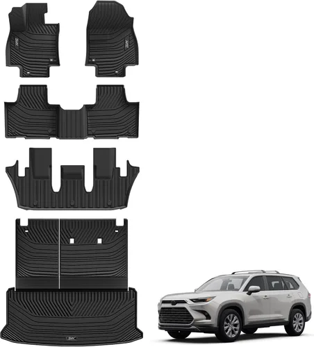 Miniatura 11 de Alfombrillas de Piso 3W Compatibles con Toyota Tundra 2014-2021 (Solo para Cabina CrewMax), Revestimiento de Piso de TPE para Todo Clima con Ajuste