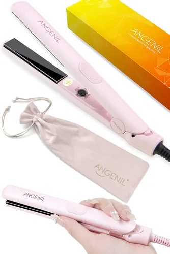 Miniatura 12 de ANGENIL Plancha plana ultra mini para cabello corto, alisador de pelo mini de voltaje dual, plancha plana pequeña de 0.7 pulgadas, alisador de pelo