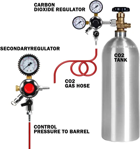 Miniatura 6 de LUCKEG Barra reguladora secundaria de cerveza de barril Regulador de pared con solo 5/16 "Outlet Barb 0-60PSI Regulador de CO2 de calibre único