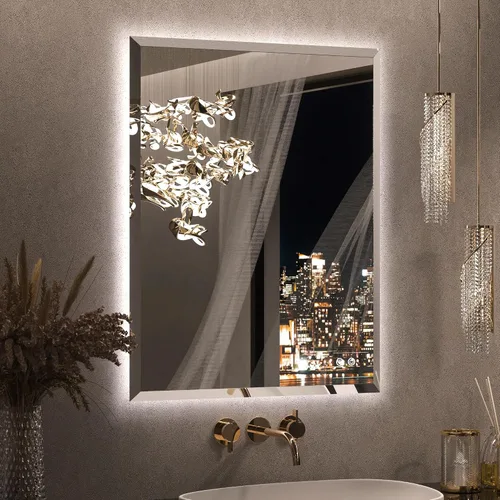 Miniatura 15 de Keonjinn - Espejo de 48x30 pulg retroiluminado LED para baño/tocador, luz de 3 colores ajustables blanca/cálida/natural, lúmenes altos, montaje