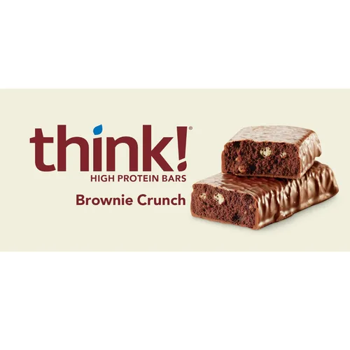 Miniatura 5 de think! Barras de proteína, sin gluten, barra energética sin azúcar con aislado de proteína de suero, brownie, barras nutricionales, sin edulcorantes