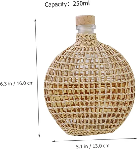 Miniatura 5 de STOBAZA Jarrón de botella de sidra, diseño tejido de ratán, centro de mesa decorativo elegante para mesa