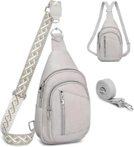 Miniatura 13 de Bolso Bandolera Mochila Cruzada - 2 en 1 Bolso Cruzado de Cuero Riñonera con 2 Correas Extraíbles Mini diaper bag Café