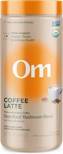 Miniatura 9 de OM MUSHROOM SUPERFOOD Morning Energy Blend - Mezcla de bebida de hongos sin café con Cordyceps, melena de león, rodiola y vitamina D2 - Energía
