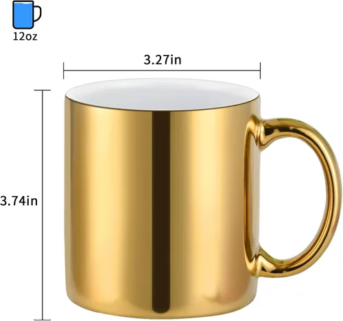 Miniatura 2 de BYCNZB Juego de 4 tazas de café de cerámica doradas para café, té, cacao (12 onzas)