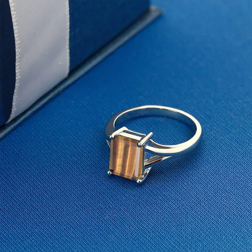 Miniatura 14 de Gem Stone King Anillo de compromiso solitario con diseño clásico de vástago dividido para mujer, plata de ley 925, piedra natal de piedra preciosa