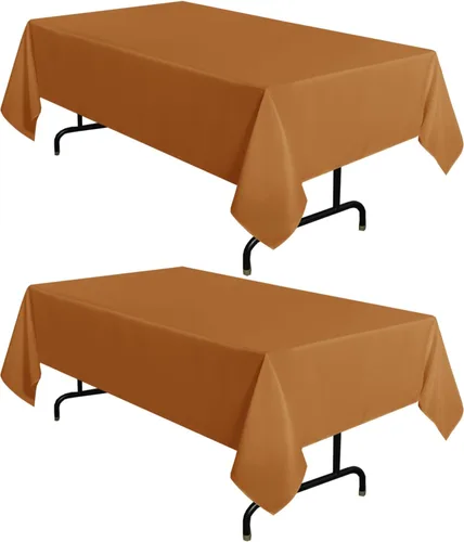 Miniatura 83 de sancua - Paquete de 2 manteles cuadrados de poliéster, de 54 x 54 pulgadas, resistentes a las manchas y a las arrugas, lavables, para mesas de Beige
