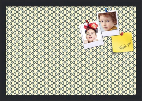 Miniatura 23 de PinPix Tablero de anuncios de corcho de 13 x 13 pulgadas. Este tablero decorativo enmarcado viene con diseño de ondas en blanco y negro y un marco