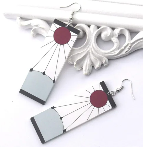 Miniatura 5 de JinYu Aretes Demon Slayer Kamado Tanjirou, anime japonés Demon Slayer Cosplay Prop Cartoon Acrylic