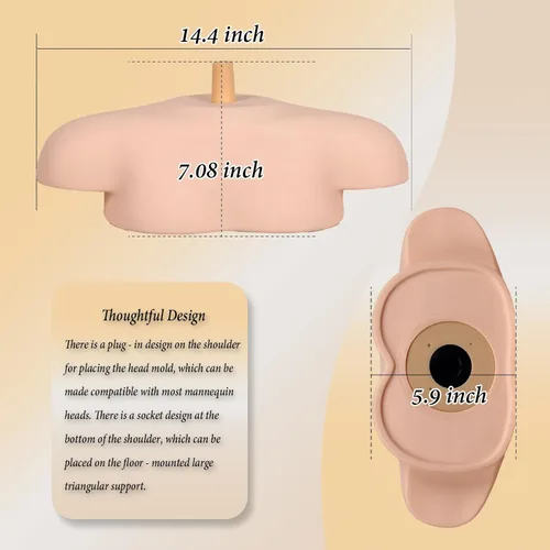 Miniatura 3 de Soporte de cabeza de maniquí, maniquí de hombro, cosmetología y entrenamiento de peluquería en entornos domésticos y de salón, soporte de hombro
